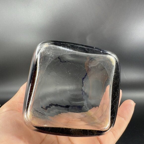 Krosno Jozefina Hand Blown Glass Vase Made In Poland Clear Cobalt Blue Edges VTG - Picture 8 of 16